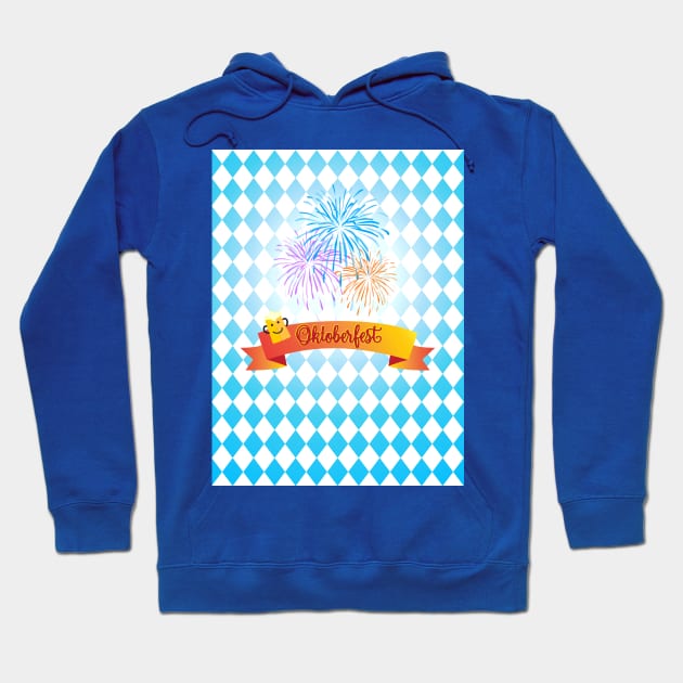 OKTOBERFEST beer festival decoration. Bavarian flag blue pattern. Octoberfest Holiday Party Design Hoodie by sofiartmedia